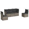 vidaXL 5-delige Loungeset met kussens poly rattan grijs