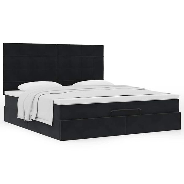 vidaXL Ottoman bed met matrassen 180x200cm fluweel zwart