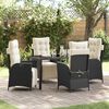 vidaXL Tuin eettafelset met kussen 5 pcs Zwart poly rattan