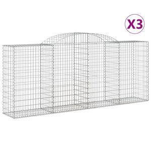 vidaXL Schanskorven 3 st gewelfd 300x50x120/140 cm ijzer