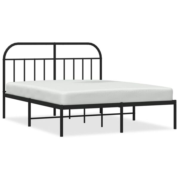 vidaXL Bedframe met hoofdbord metaal zwart 140x190 cm