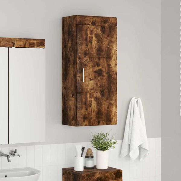 vidaXL Badkamer wandkast TULUM Gerookt eiken 37 x 24,5 x 86 cm