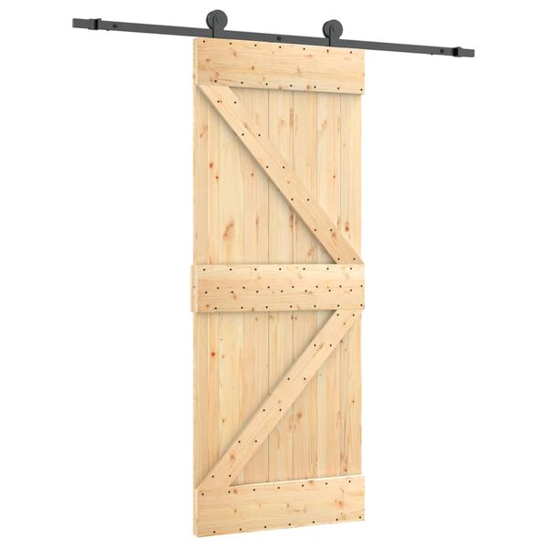 vidaXL Schuifdeur met beslag 85x210 cm massief grenenhout