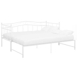 vidaXL Slaapbank uittrekbaar metaal wit 90x200 cm