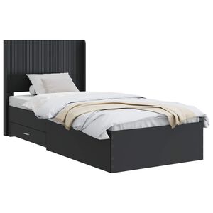 vidaXL Bedframe met opbergruimte en hoofdbord Zwart 75 x 190 cm