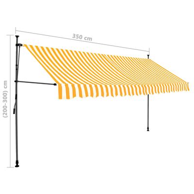 vidaXL Luifel handmatig uittrekbaar met LED 350 cm wit en oranje