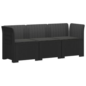 vidaXL 3-zits tuinbank met kussens in rattanlook PP Antraciet