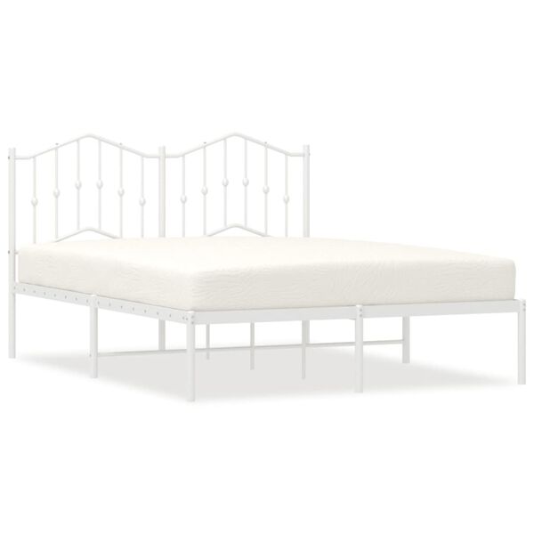 vidaXL Bedframe met hoofdbord metaal wit 140x190 cm