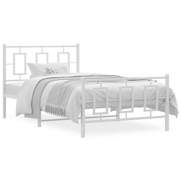 vidaXL Bedframe met hoofd- en voeteneinde metaal wit 100x190 cm
