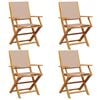 vidaXL Tuinstoelen 4 st inklapbaar stof en massief hout taupe