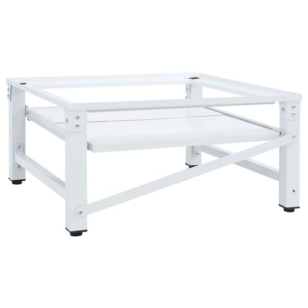 vidaXL Wasmachineverhoger met uittrekbaar schap wit