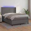 vidaXL Boxspring met matras en LED kunstleer grijs 140x190 cm