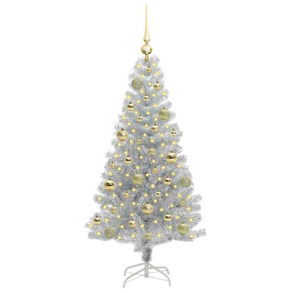 vidaXL Kerstboom met 150 LED met standaard Zilver 120 cm PET