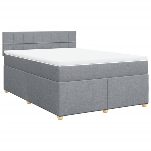 vidaXL Boxspring met matras stof lichtgrijs 140x200 cm