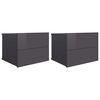 vidaXL Nachtkastjes 2 st 40x30x30 cm bewerkt hout hoogglans grijs