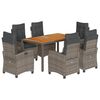 vidaXL 7-delige Tuinset met kussens poly rattan grijs