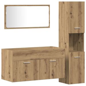 vidaXL 3-delige Badkamermeubelset bewerkt hout artisanaal eikenkleur
