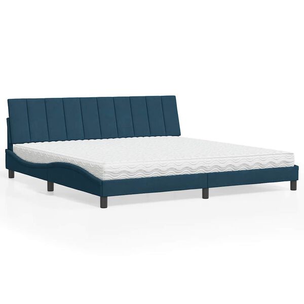 vidaXL Bed met matras "Hanko" fluweel blauw 200x200 cm