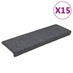 vidaXL Trapmatten 15 st 65x21x4 cm Donkergrijs Rechthoekige Rand