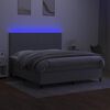 vidaXL Boxspring met matras en LED stof lichtgrijs 180x200 cm
