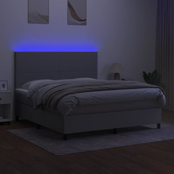 vidaXL Boxspring met matras en LED stof lichtgrijs 180x200 cm