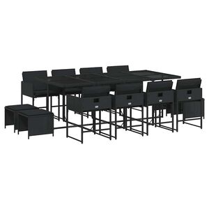 vidaXL 13-delige Tuinset met kussens poly rattan zwart