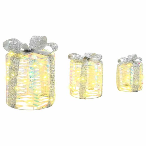 vidaXL Cadeau Doos Decoratie 3 pcs Warmwit 20 x 20 x 20 cm PET