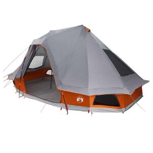 vidaXL Tipi Tent 6-persoons Grijs en Oranje taft