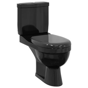 vidaXL Toilet met stortbak zwart