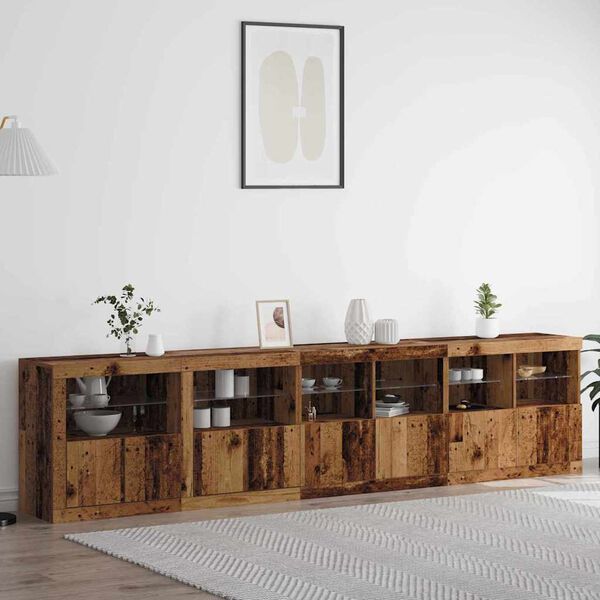 vidaXL LED Sideboard Oudhout 283 x 37 x 67 cm Bewerkt hout