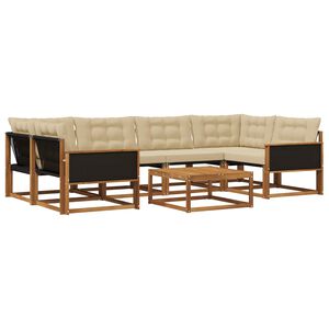 vidaXL Buiten bankenset met kussen 7 pcs Natuurlijk en Beige