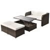 vidaXL 4-delige Loungeset met kussens poly rattan bruin