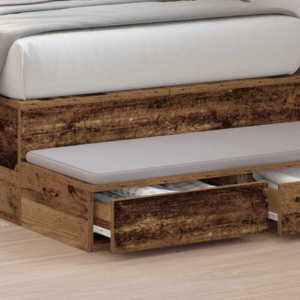 vidaXL Bedlades met lade Oudhout 100 x 36,5 x 16,5 cm Bewerkt hout