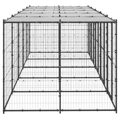 vidaXL Hondenkennel met dak 12,1 m² staal