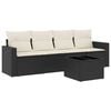 vidaXL 5-delige Loungeset met kussens poly rattan zwart
