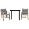 vidaXL 3-delige Bistroset met kussens poly rattan gemengd beige