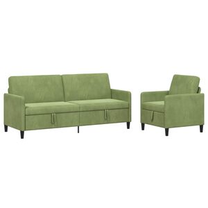vidaXL Bankenset met opbergruimte 2 st Lichtgroen Polyester