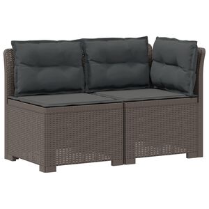 vidaXL Tweedelige Tuinbank met Kussens Rattan Look PP Lichtgrijs