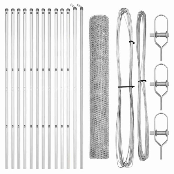 vidaXL Afrasteringspaal Zilver 25 x 1,2 m (13 mm gaas) Staal