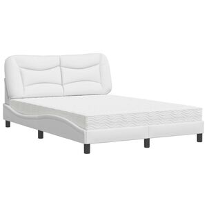 vidaXL Bed met matras "Hvar" kunstleer wit 140x200 cm