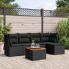 vidaXL 6-delige Loungeset met kussens poly rattan zwart