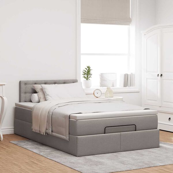 vidaXL Bed poef met matras en LED's 120x190 cm stof taupe