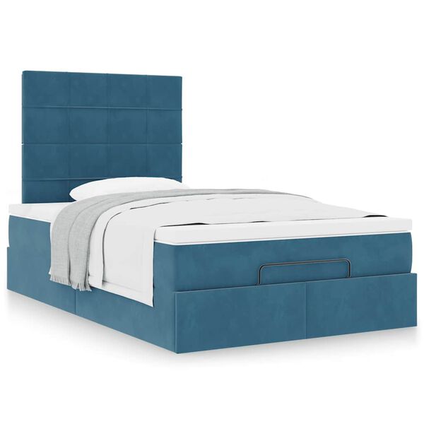 vidaXL Ottoman bed met matrassen 120x190cm fluweel donkerblauw