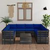 vidaXL 9-delige Loungeset met kussens pallet massief grenenhout