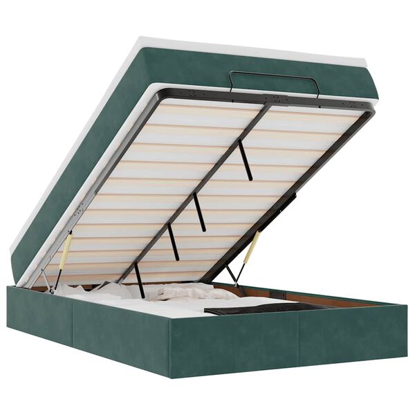 vidaXL Ottoman bed met matras 120x200cm fluweel donkergroen