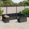 vidaXL 10-delige Loungeset met kussens poly rattan zwart