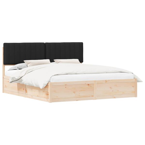 vidaXL Bedframe met Gevoerd Hoofdgedeelte Zwart 180 x 200 cm