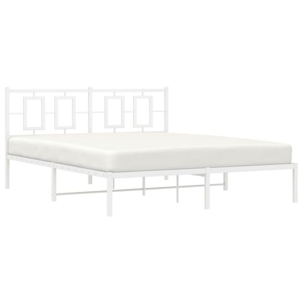 vidaXL Bedframe met hoofdbord metaal wit 150x200 cm