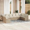 vidaXL Tuinbankenset met opslag 10 pcs Beige en Cr&egrave;me poly rattan
