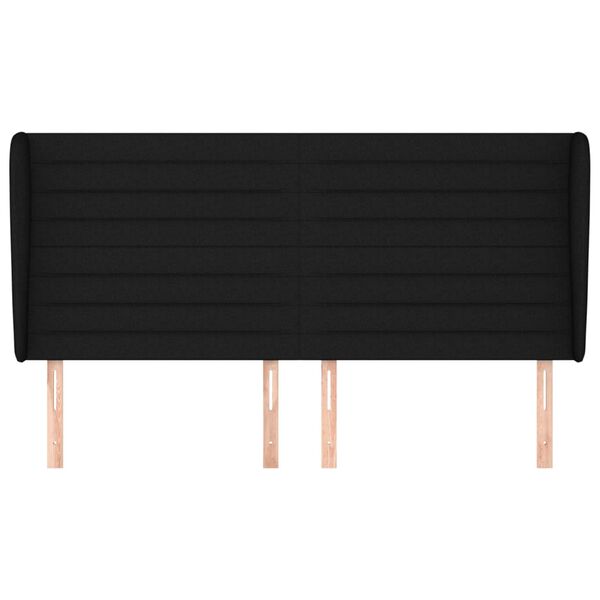 vidaXL Hoofdbord met randen 203x23x118/128 cm stof zwart